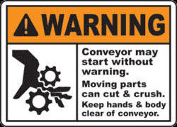 conveyor belt warning label