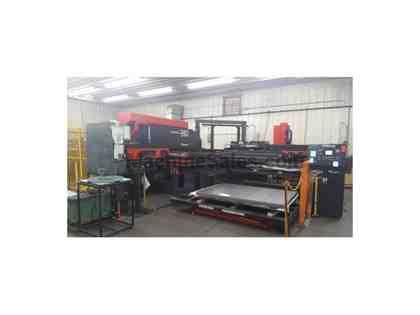 33 Ton, AMADA VIPROS 357Q, FANUC 18P, MP1225NJ AUTO LOAD/UNLOAD,MFG:2001