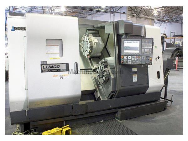 OKUMA LU400/650, 2014, OSP-P300L, (2) TURRETS, 15" CHK, 4.3" BORE OKUMA LU400/650, 2014, OSP-P300L, (2) TURRETS, 15" CHK, 4.3" BORE