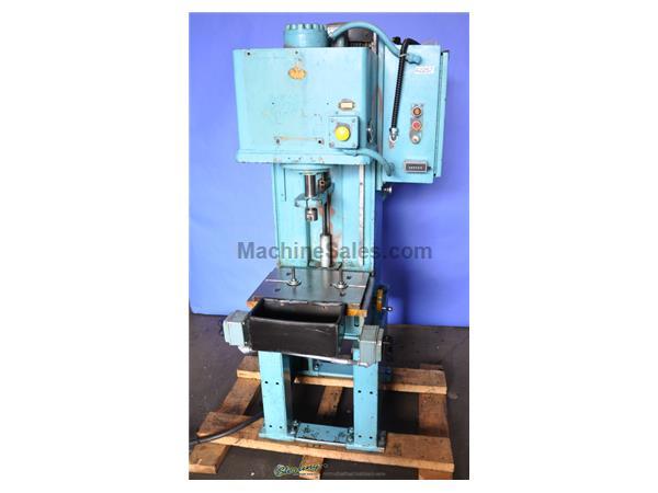4 Ton, Denison # MULTIPRESS , hydraulic C-frame press,18&quot; x 11&quot; bed, dual electric finger button operation, psi gauge, #A2257