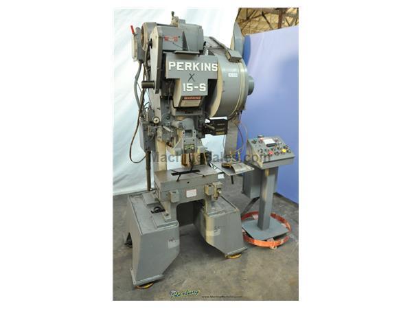 15 Ton, Perkins # 15-S , high speed punch press,20&quot; x 10&quot; bed,500 SPM, A/C & brake, roll feed, batch counter, emergency stop, #A2499