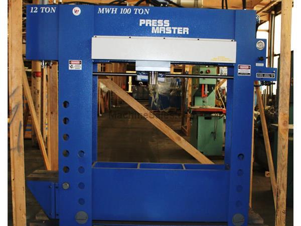 100 Ton 12" Stroke Pressmaster HFBP-100/12 MWH H-FRAME HYDRAULIC PRESS, w/12 Ton Broa