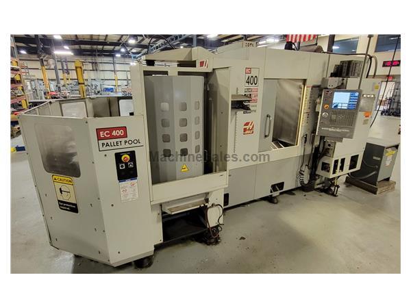 20&quot; X Axis 20&quot; Y Axis Haas EC-400PP HORZ MACHINING CENTER, Haas Control, 70 ATC, CT40, Probe, Pallet Pool,