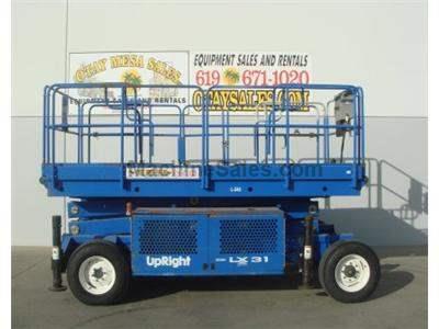 Rough Terrain Scissor Lift, Electric, Pneumatic Tires, Deck Extension, Outriggers, 1750 Capacity