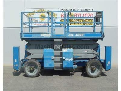 Rough Terrain Scissor Lift, Dual Fuel, 43 Foot Platform Height, 49 Foot Working Height, Pneumatic Tires