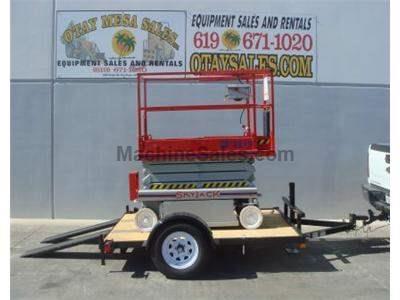 Tilt Deck Scissorlift Trailer, New and SkyJask 3219 Electric Scissor Lift (demo photos shown)