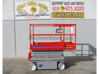 Electric Scissor Lift, Narrow 32 Inch Width, 25 Foot Working Height, Deck Extension