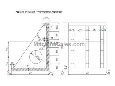 1.1m h x 900mm w x 900mm d (3.6' h x 3' w x 3' d) cast iron angle plate