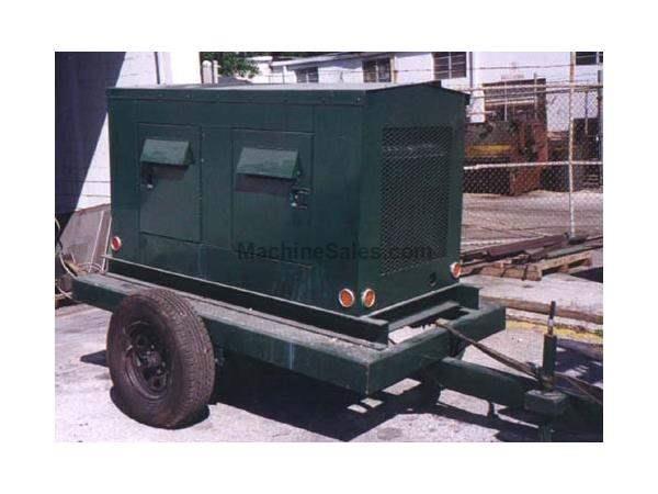 75 KVA, JOHN REINER, 180/90 Amps, gas, on portable trailer