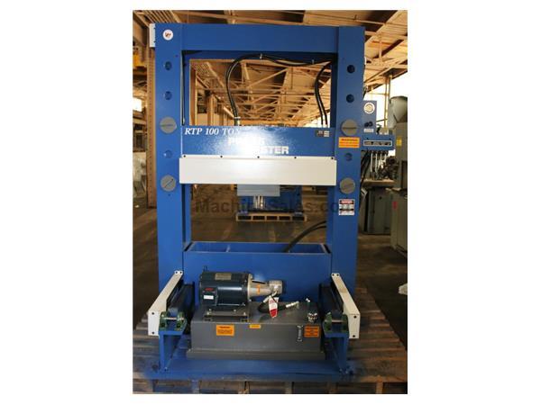 100 Ton 12&quot; Stroke Pressmaster RTP-100T H-FRAME HYDRAULIC PRESS, w/4 Axis Powered Hyd Roll-In Table  Workhead