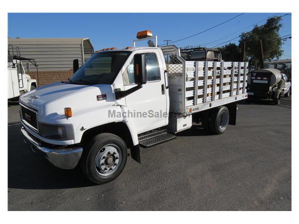 2008 GMC C5500 12 ft. Aluminum Stake / Flatbed Fleet Pressure Wash Truck CA