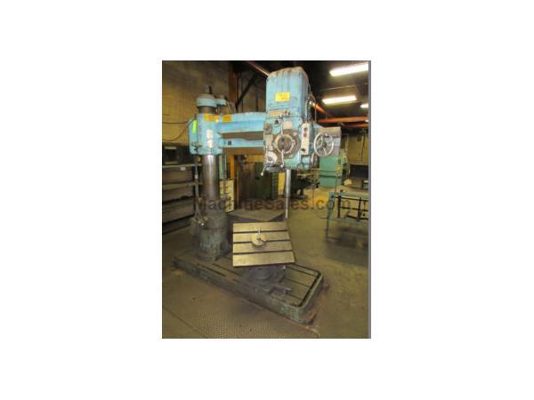 4'-9&quot; Carlton # 0A , radial arm drill, tilting box table, power elevation, 3 HP, #7071P