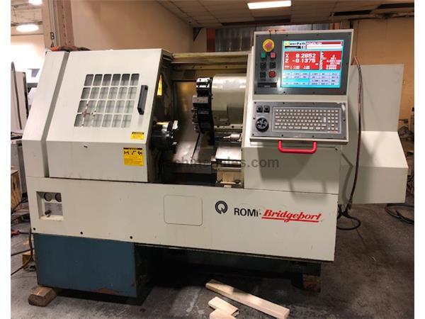 14&quot; Swing 21.26&quot; Centers Bridgeport-Romi POWER PATH 15 CNC LATHE, DX-32 Control, 8&quot;Chk., Tailstck, Chip Conv