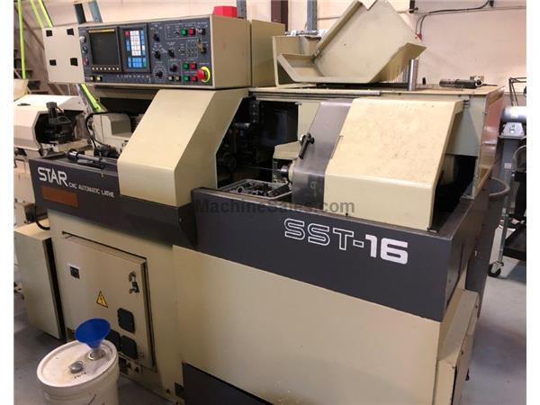 0.625" Dia. Star SST-16 CNC SWISS TYPE LATHE, Fanuc 0TT, FMB Magazine Bar Loader 0.625" Dia. Star SST-16 CNC SWISS TYPE LATHE, Fanuc 0TT, FMB Magazine Bar Loader