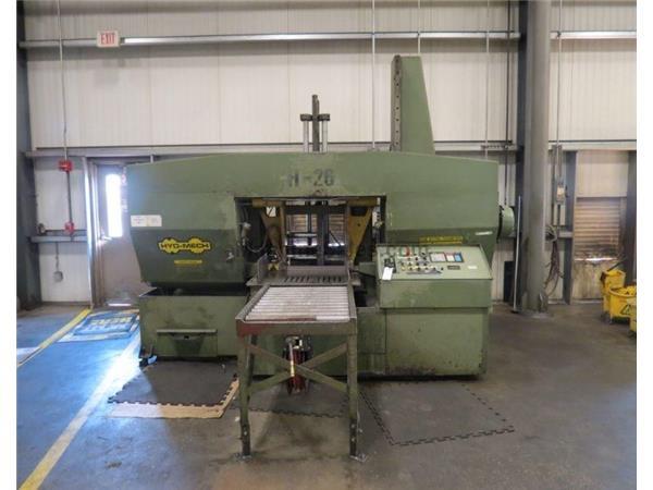 26" x 26" Hyd-Mech # H-26H , horiz auto bandsaw, 40-300 FPM, 32" wheel diam 26" x 26" Hyd-Mech # H-26H , horiz auto bandsaw, 40-300 FPM, 32" wheel diam