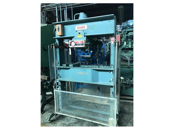75 Ton, Dake # 5-264 Elec-Draulic H-frame press, double acting presshead, V/S, pressure ga 75 Ton, Dake # 5-264 Elec-Draulic H-frame press, double acting presshead, V/S, pressure ga