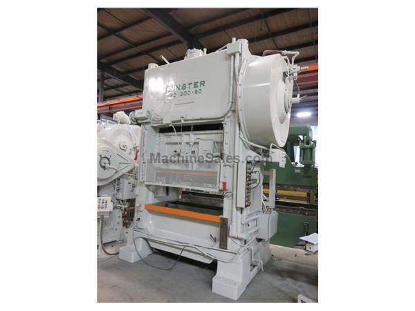 200 TON MINSTER SSDC 2″ STROKE 24″ SHUT HEIGHT 6″ ADJUSTMENT 60″ x 44″ BED 200 TON MINSTER SSDC 2″ STROKE 24″ SHUT HEIGHT 6″ ADJUSTMENT 60″ x 44″ BED