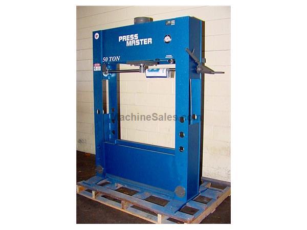 50 Ton 12&quot; Stroke Pressmaster HFP-50 H-FRAME HYDRAULIC PRESS, Double Acting, Powered Lift Table