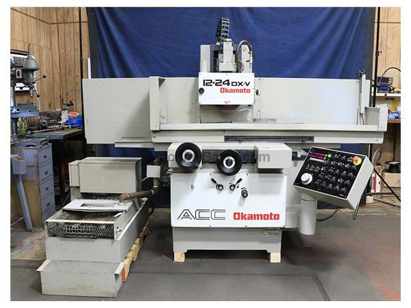 12&quot; Width 24&quot; Length Okamoto ACC-1224DXV, AUTO WHEEL DRESSING WITH COMPENSATION SURFACE GRINDER, 3X AUTO FEEDS, AUTO IDF, EMC, COOLANT