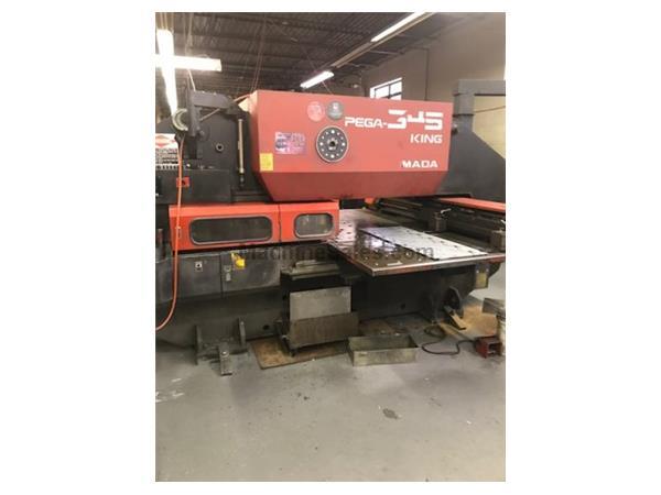 33 TON AMADA PEGA 345 KING TURRET PUNCH W/ FANUC O4PC CNC CONTROL MFG 1995