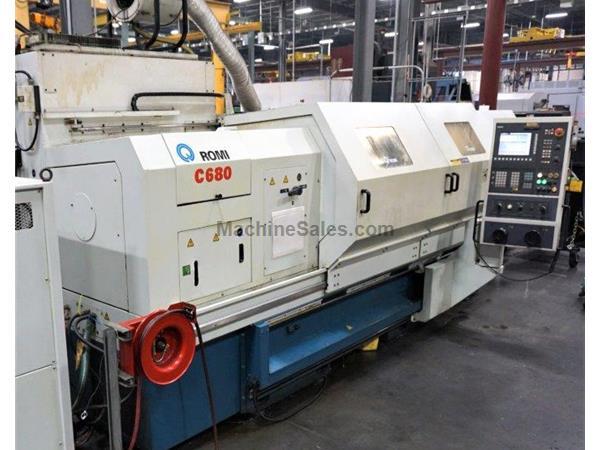 ROMI C680 CNC TEACH LATHE,27.8"SWING,80"CC,6.77"BORE,1000-RP