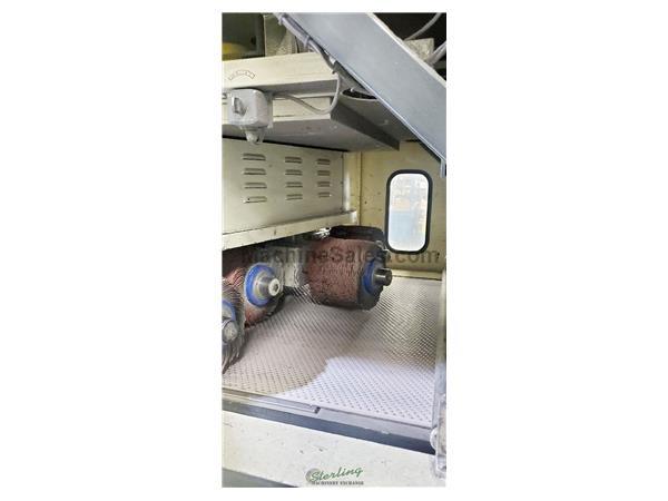 Timesavers # 2200 , belt grinder, dust collector, (2) 52&quot; heads, 2-15 FPM, 7077 hours, vacuum conveyor bed