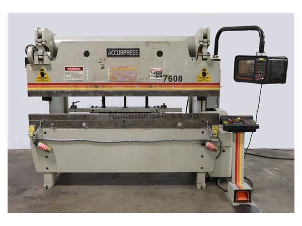 60 Ton x 96" ACCURPRESS 7608 Hydraulic Brake Press w/CNC BG 60 Ton x 96" ACCURPRESS 7608 Hydraulic Brake Press w/CNC BG