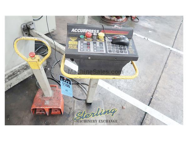 175 Ton, Accurpress # 717512 , 12' overall, hydraulic ram calmping, Accurpress 2-Axis, foo 175 Ton, Accurpress # 717512 , 12' overall, hydraulic ram calmping, Accurpress 2-Axis, foo