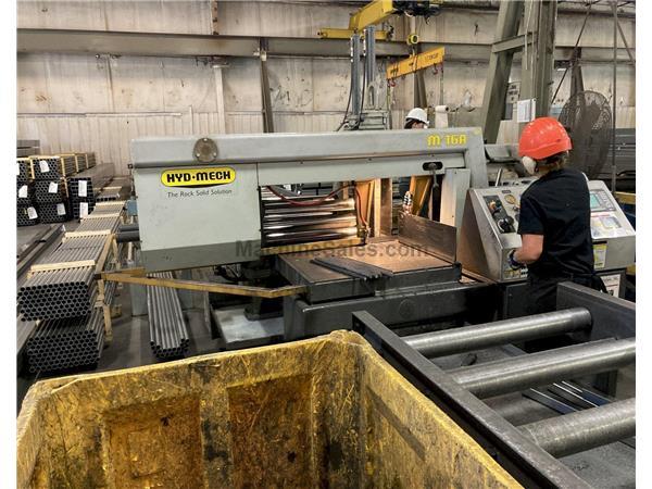 16" x 25" Hyd-Mech # M-16A , fully automatic mitering bandsaw, 50-350 FPM, 2011, 16" x 25" Hyd-Mech # M-16A , fully automatic mitering bandsaw, 50-350 FPM, 2011,
