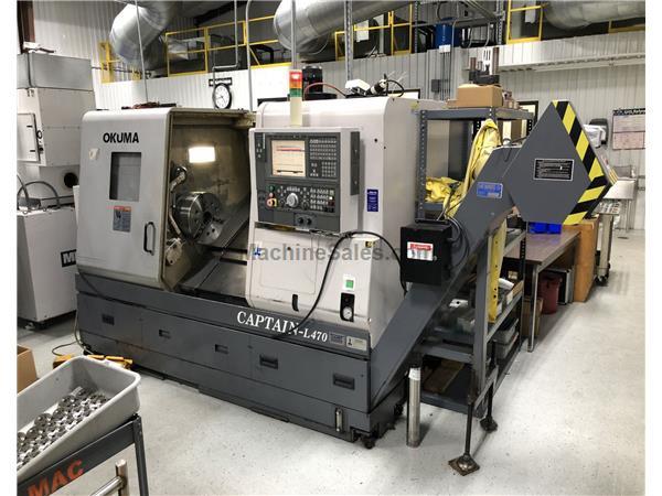 24&quot; Swing 25&quot; Centers Okuma Captain L470 CNC LATHE, OSP-P100, 15&quot; Chk., Tailstck, Chip Conv.