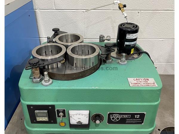 12" Lapmaster, (2) Cast iron Plates, (3) Yokes, Rings, Weights, Digit 12" Lapmaster, (2) Cast iron Plates, (3) Yokes, Rings, Weights, Digit