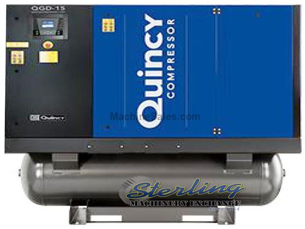 73 cfm, 125 psi, Quincy # QGD-15 , rotary air compressor, 15 HP, Airlogic 2 controller, #SMQGD15