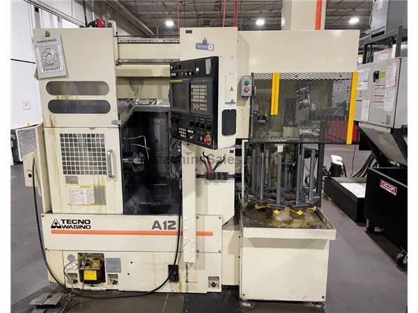 Wasino A-12 CNC LATHE, Fanuc 18iT, LIVE TOOL, S-Robo1 Loader, Chip Conv.