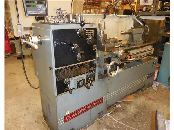 17&quot; Swing 45&quot; Centers Clausing-Metosa C1745LC ENGINE LATHE, Inch/Metric, Taper, Newall DRO, 5C Collet, 34 Jaw