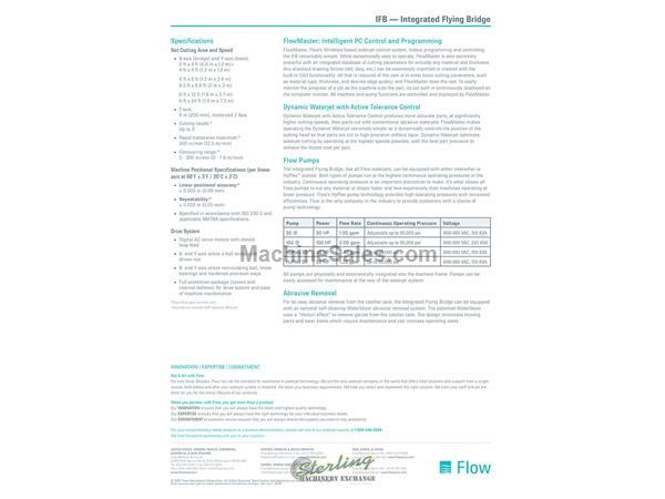 Flow #IFB4400, 4' x4', 51.1" x51.1" table, 50 HP, Flowmaster Control, Garnet sys Flow #IFB4400, 4' x4', 51.1" x51.1" table, 50 HP, Flowmaster Control, Garnet sys
