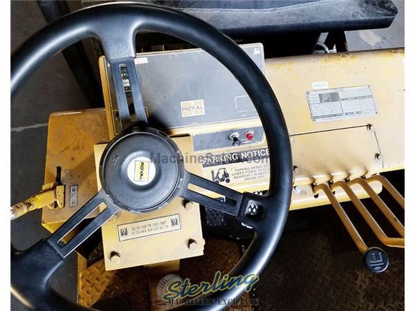 25000 lb. Royal #TE-350SP, electric forklift, hard tires, battery charger, #A3382 25000 lb. Royal #TE-350SP, electric forklift, hard tires, battery charger, #A3382