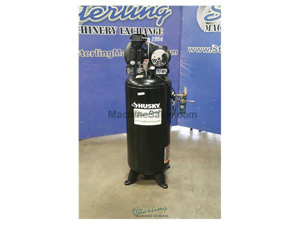 13/11.5 scfm, 40/90 psi, Husky #C602H, vertical air compressor, 60 gallon tank, 220 volts, 1-phase, 3.7 HP, oil lube, #A5906