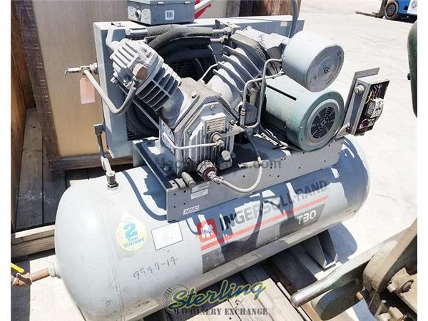 35 cfm, 175 psi, Ingersoll-Rand #2540E10, horizontal air compressor, 10 HP, 120 gallon tan 35 cfm, 175 psi, Ingersoll-Rand #2540E10, horizontal air compressor, 10 HP, 120 gallon tan