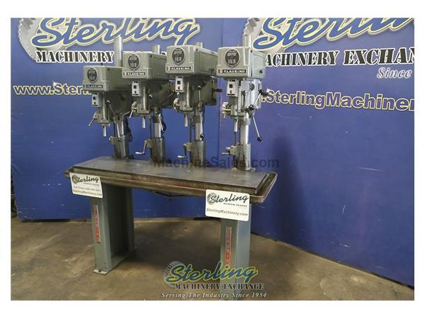 20" Clausing #1657, 4-head drill press, heavy duty table, 15" throat, 2 hds, #A6 20" Clausing #1657, 4-head drill press, heavy duty table, 15" throat, 2 hds, #A6