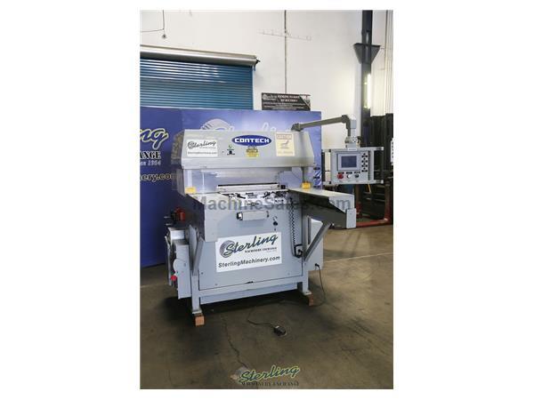 50 Ton, Contech #UP2028, hydraulic flat bed clicker press, 4&quot; stroke, 20&quot; x 28&quot; bed & ram platen, 335 Degrees Fahrenheit, automatic shuttle table, 200