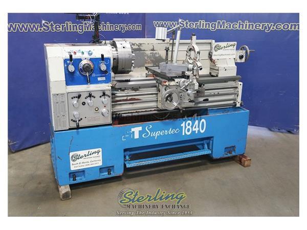 18&quot; x 40&quot; Supertec #1840, engine lathe Steady Rest, tailstock, foot pedal brake, digital read out, 6-jaw chuck, work light, 2011, #A6833