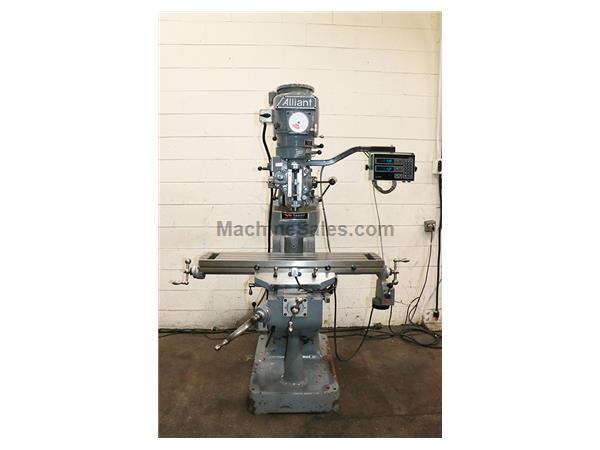 42&quot; Table 2HP Spindle Alliant 42VC VERTICAL MILL, Vari-Speed, R-8, Acu-Rite DRO, Servo Pwr Fd,Chrom