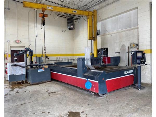 USED 6.5' X 13.5' MITSUBISHI CNC WATERJET CUTTING SYSTEM MODEL DX 612 SUPREMA, Stock# 1096 USED 6.5' X 13.5' MITSUBISHI CNC WATERJET CUTTING SYSTEM MODEL DX 612 SUPREMA, Stock# 1096