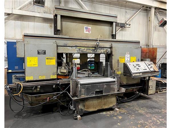 USED HEM 25&quot; X 40&quot; DUAL COLUMN HORIZONTAL BANDSAW MODEL WF190M-DC W/ 70' OF POWERED CONVEYOR, Stock# 10990, Year: 1999