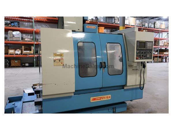 Supermax/YCM V116A CNC Vertical Machining Center, Fanuc 18Mi, 8K RPM, 43'x23&quot;x23&quot;, 4400 lbs. Tbl. Cap., 24 ATC, Rigid Tap, 15HP,  New 2005