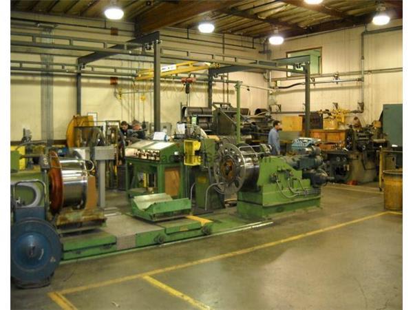 Used 26&quot; RUESCH SLITTING LINE WITH SLIP CORE CORE &amp; FENN DUAL OSCILLATING RECOILERS Stock #14210