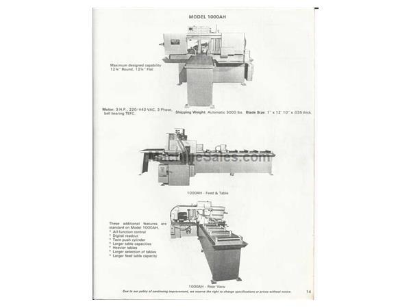 12" (305mm) X 12" (305mm) HEM 1000AH HORIZONTAL 
BAND SAW (13210)