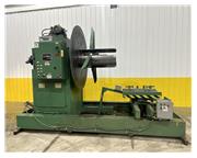 20,000 lb x 36" FEED LEASE MOTORIZED COIL REEL UNCOILER WITH COIL CAR & HOLD DOWN