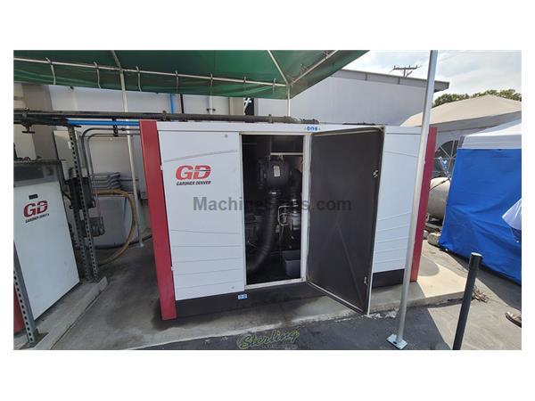 125 H.P Used Gardner Denver Two Stage Stationary Base Mounted Air Compressor with Enclosure, Mdl. VST55-90A, VST Series, 64,000 Hours on Meter, Emerge