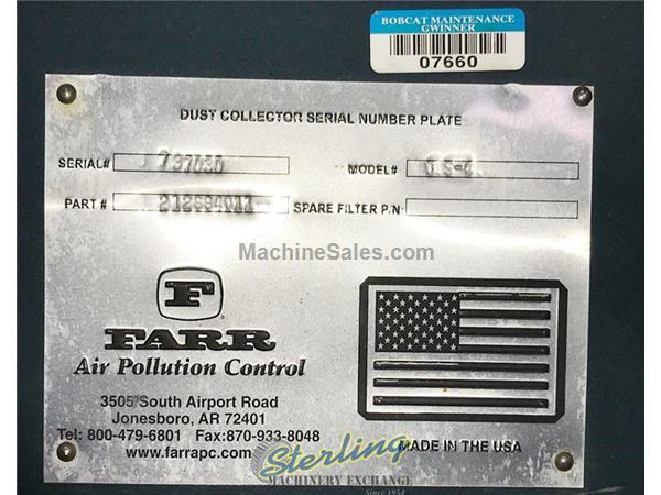 3,000 CFM Farr Dust Mist Collector, Mdl. G-S-4 GOLD SERIES, Reverse Pneumatic Pulse Cleani 3,000 CFM Farr Dust Mist Collector, Mdl. G-S-4 GOLD SERIES, Reverse Pneumatic Pulse Cleani